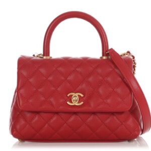 Chanel Mini Coco Top Handle – Red Quilted Caviar