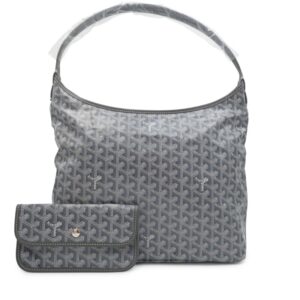 Goyard Grey Goyardine Canvas Calfskin Boheme Hobo Bag