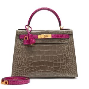 Hermès Kelly 28 Sellier –Rose Mexico Shiny Alligator