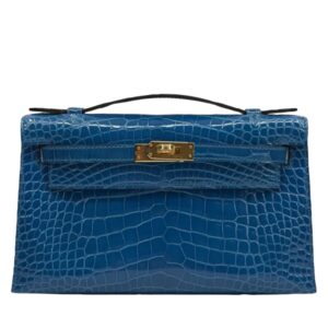 Hermès Kelly Pochette – Bleu Izmir Alligator with Gold Hardware