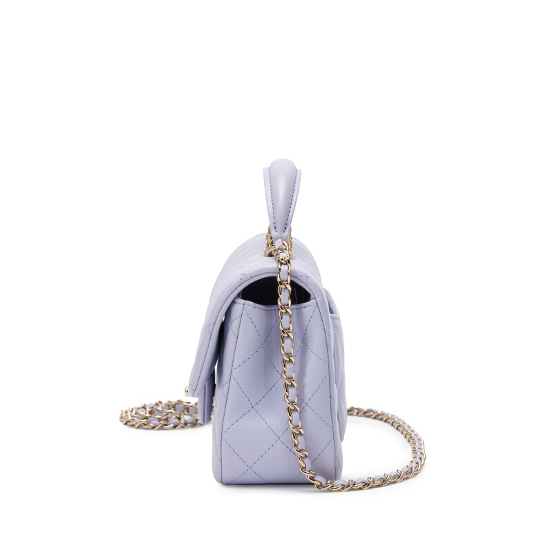 Chanel Mini Flap with Top Handle – Light Purple Quilted Lambskin - Görsel 3