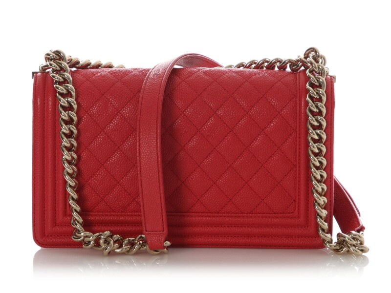 Chanel Medium Boy Bag – Red Quilted Caviar - Görsel 2