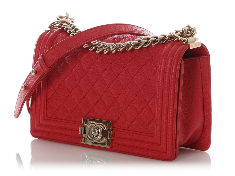 Chanel Medium Boy Bag – Red Quilted Caviar - Görsel 3